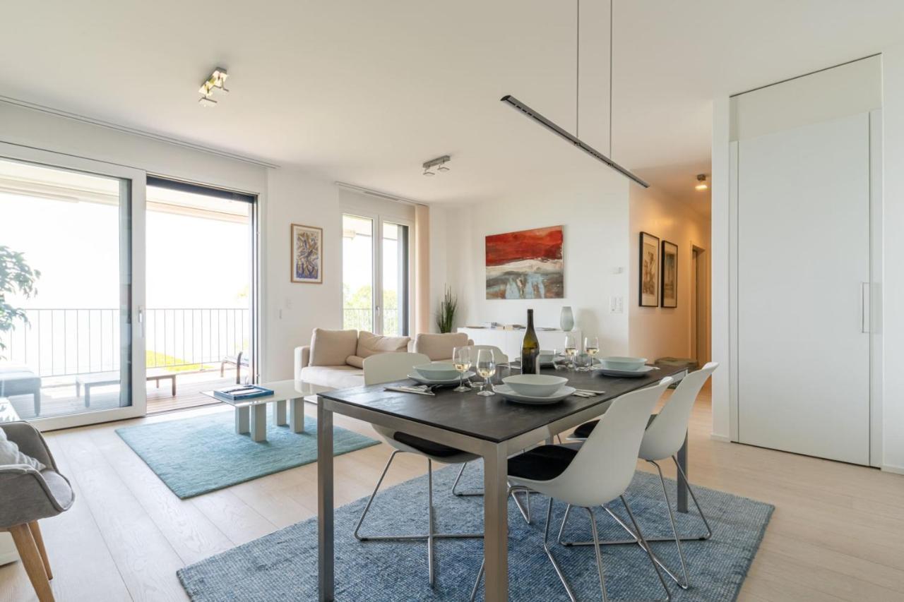 Les Terrasses De Lavaux 1 - Appartement De Luxe Avec Vue Panoramique Et Piscine Puidoux ภายนอก รูปภาพ