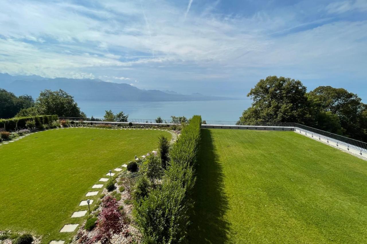 Les Terrasses De Lavaux 1 - Appartement De Luxe Avec Vue Panoramique Et Piscine Puidoux ภายนอก รูปภาพ