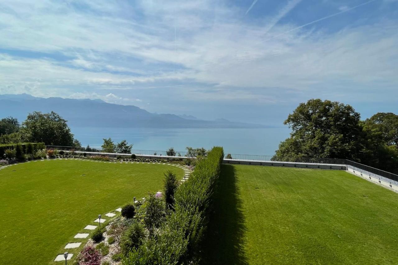 Les Terrasses De Lavaux 1 - Appartement De Luxe Avec Vue Panoramique Et Piscine Puidoux ภายนอก รูปภาพ
