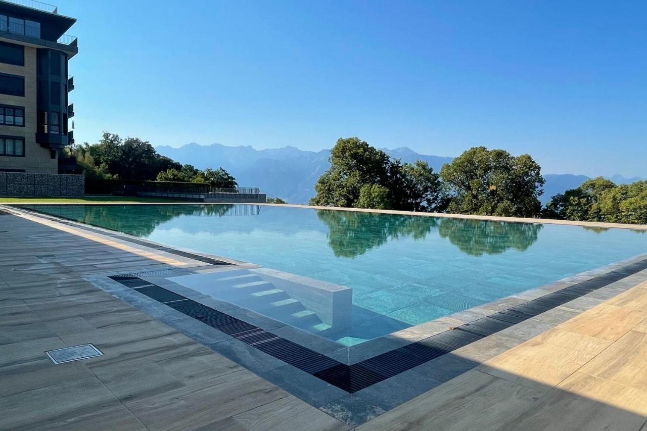 Les Terrasses De Lavaux 1 - Appartement De Luxe Avec Vue Panoramique Et Piscine Puidoux ภายนอก รูปภาพ