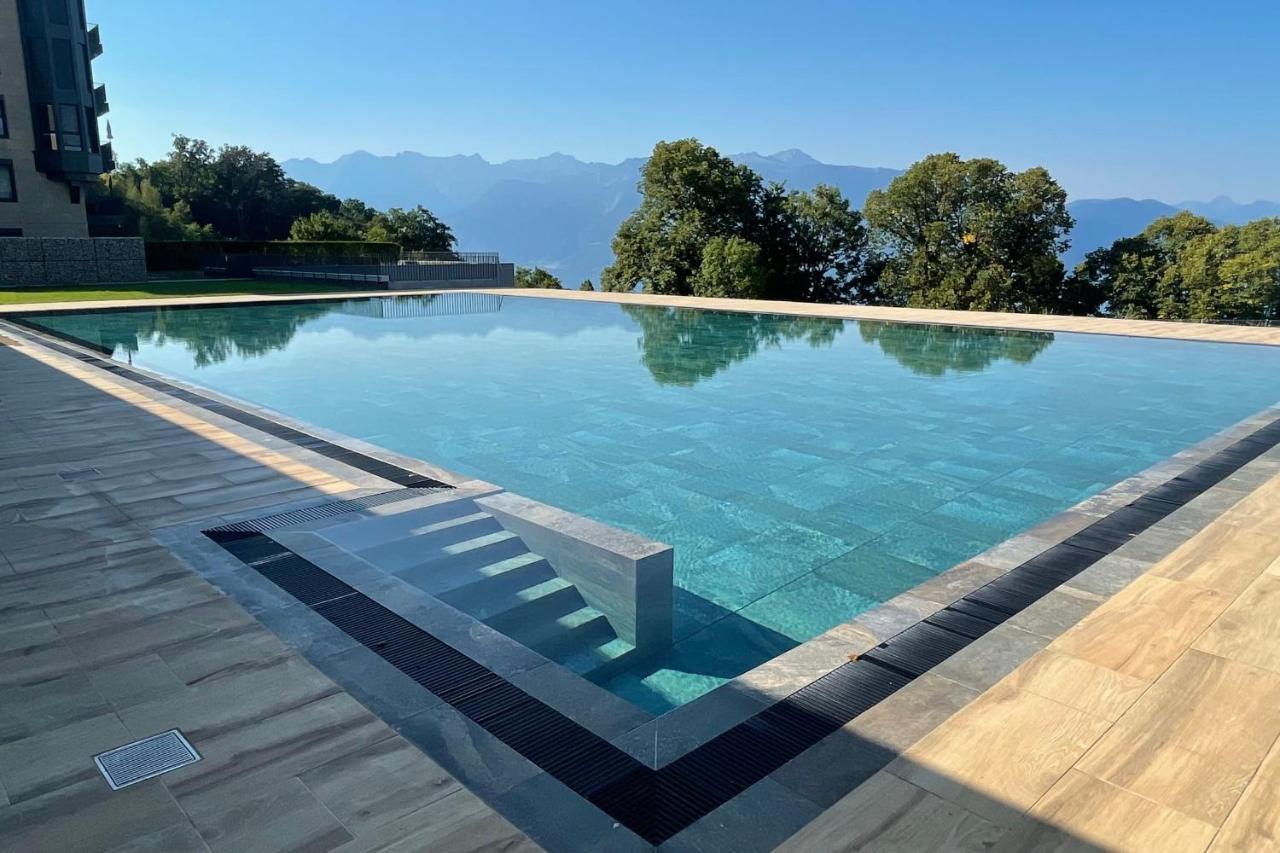 Les Terrasses De Lavaux 1 - Appartement De Luxe Avec Vue Panoramique Et Piscine Puidoux ภายนอก รูปภาพ